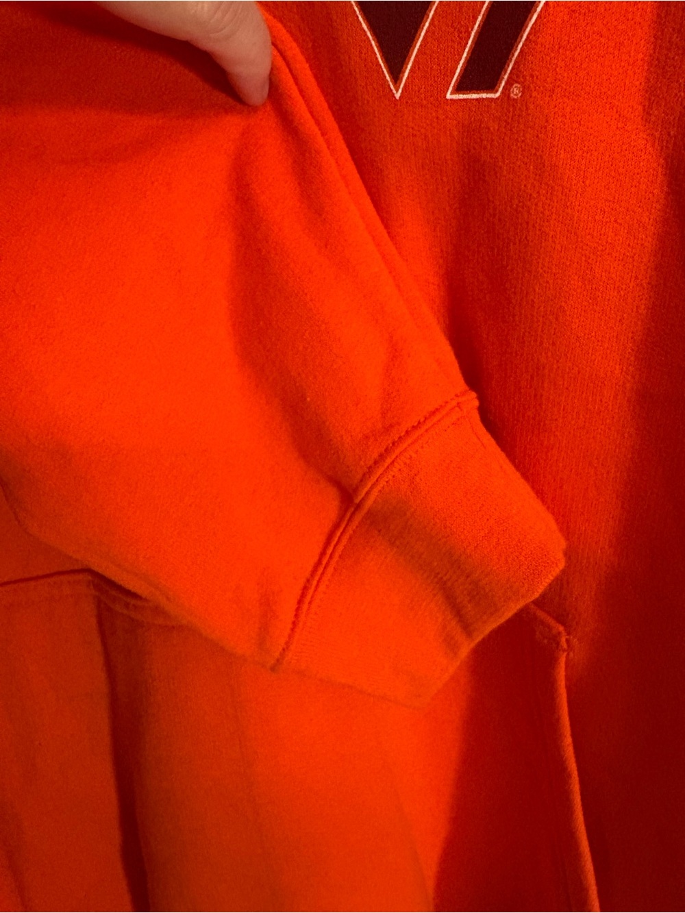 NCAA Virginia Tech Hokies Men's XL Orange Fleece Hooded Sweatshirt Pullover VTG - Picture 7 of 9